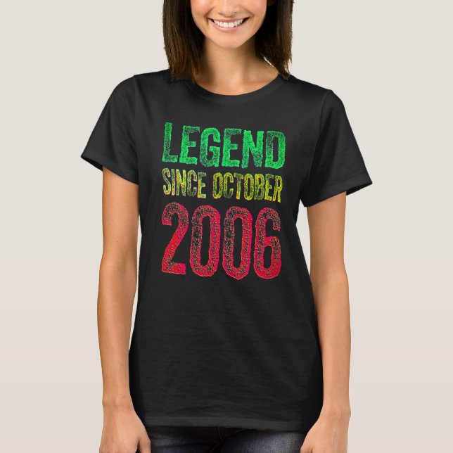Camiseta 16th Birthday October Born 16 Years Legend Since 2 (Anverso)