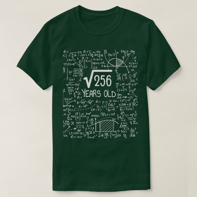 Camiseta 16th Birthday Square Root of 256 16 Years Old  (Diseño del anverso)