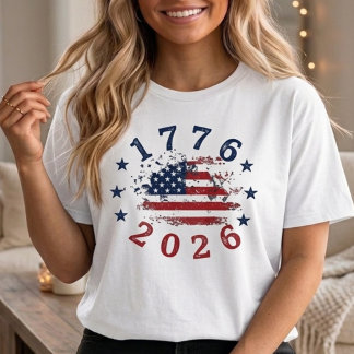 Camiseta 1776 2026 Bandera Angustiada Círculo de Estrellas