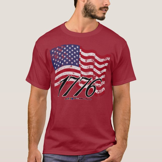 Camiseta 1776 apenó la bandera americana (Anverso)