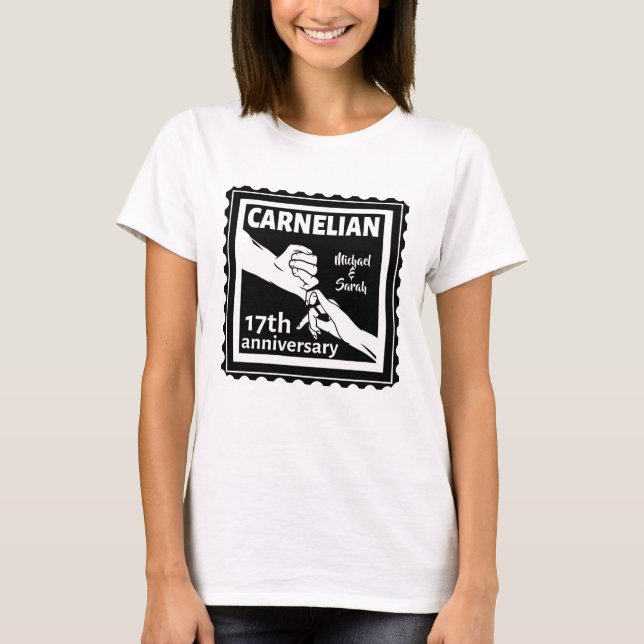 Camiseta 17.º aniversario boda blanco y negro (Anverso)