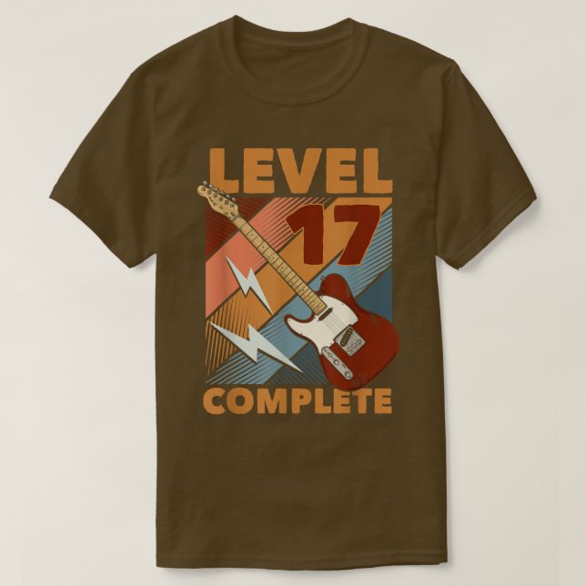 Camiseta 17.º Cumpleaños Nivel 17 Completa E-Guitar (Diseño del anverso)