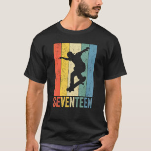 Camiseta 17.º cumpleaños Skateboard Retro Niños hombres 17