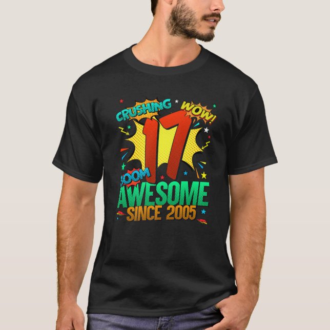 Camiseta 17.º Estilo Cómico De Cumpleaños Increíble Desde 2 (Anverso)