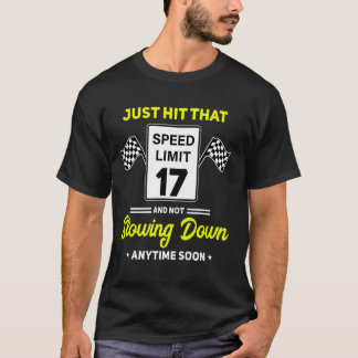Camiseta 17.º Rótulo de límite de velocidad de cumpleaños 1
