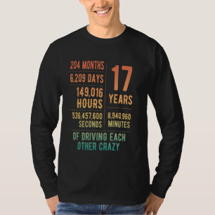 Camiseta 17 años de matrimonio gracioso 17 años de Boda