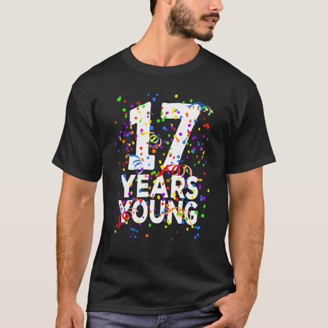Camiseta 17 años joven feliz 17° cumpleaños para hombres mu (Anverso)