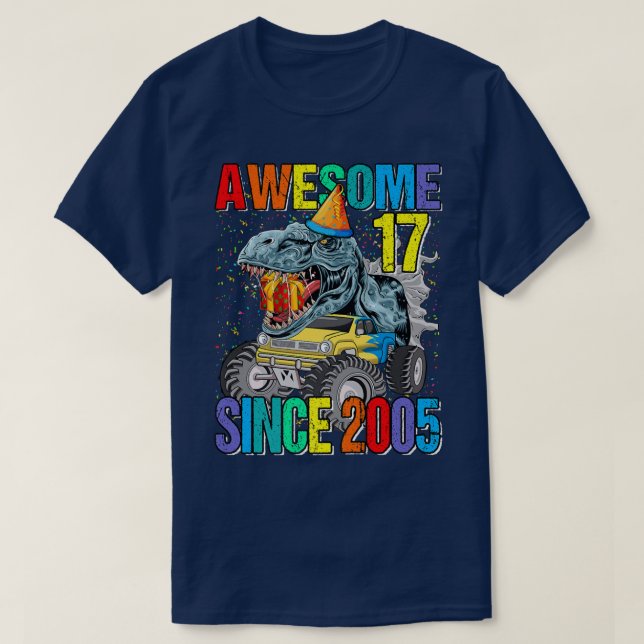Camiseta 17 asombroso desde 2005 Camión Monstruo de Dinosau (Diseño del anverso)