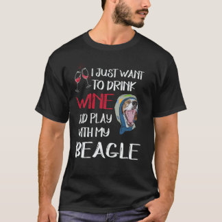 Camiseta 17 Bebe Vino Y Juega Con Mi Beagle