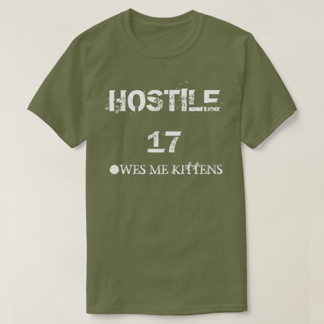Camiseta 17 hostiles me debe gatitos (Diseño del anverso)