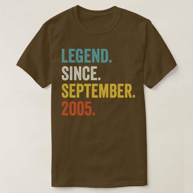 Camiseta 17 Years Old Legend Since September 2005 17th Birt (Diseño del anverso)