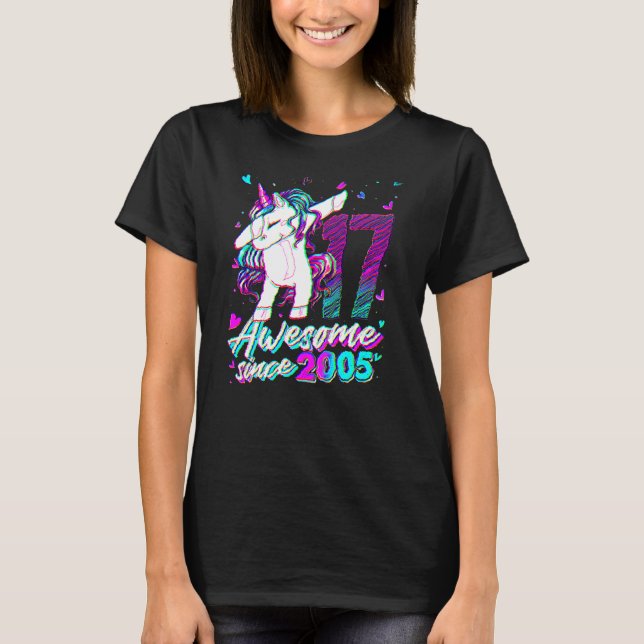 Camiseta 17 Years Old Unicorn Dabbing 17th Birthday Unicorn (Anverso)