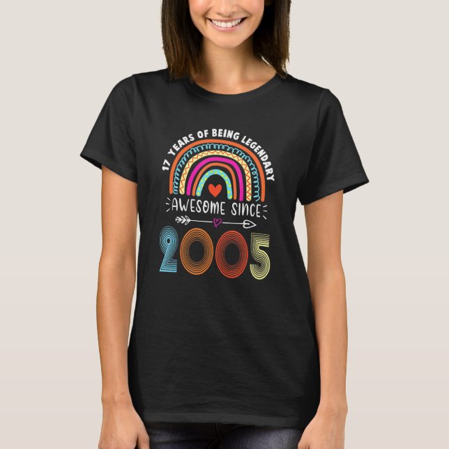 Camiseta 17th Birthday Awesome Since 2005 17 Years Old Rain (Anverso)