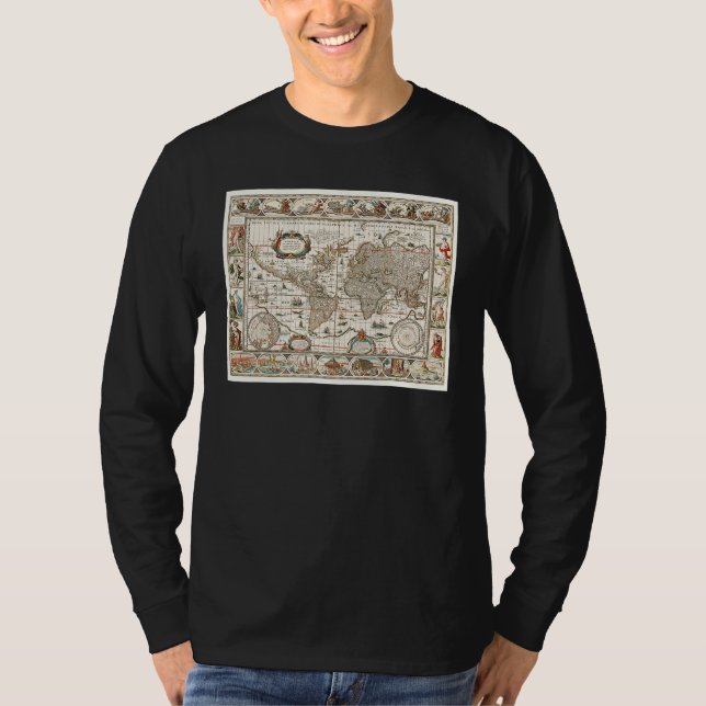 CAMISETA 17TH CENTURY ANTIQUE WORLD MAP HISTORY GEOGRAPHY E (Anverso)