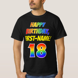 Camiseta 18º cumpleaños — Negrita, diversión, arco iri