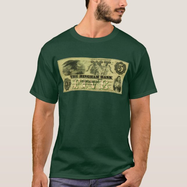 Camiseta 1860 Hingham Massachusetts Five Dollar Note (Anverso)