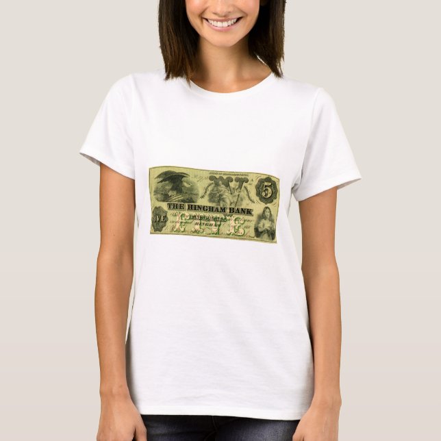 Camiseta 1860 Hingham Massachusetts Five Dollar Note (Anverso)