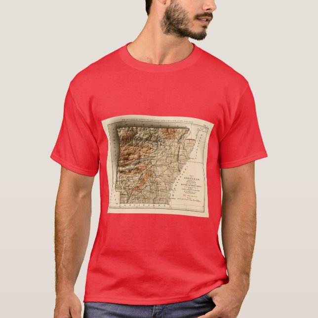 Camiseta 1892 Relief Map of Arkansas 3D digitallyrendered O (Anverso)