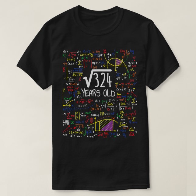 Camiseta 18.ª Raíz Cuadrada De Cumpleaños De 324 Matemática (Diseño del anverso)