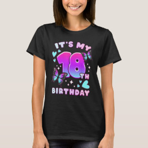 Camiseta 18.º Chica de cumpleaños 18 años Mariposas y númer
