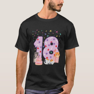 Camiseta 18.º Chica De Cumpleaños Ropa De Gato De 18 Años