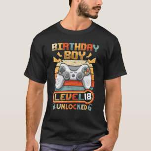 Camiseta 18.º Nacimiento Chico Vintage Video Gamer Nivel 18