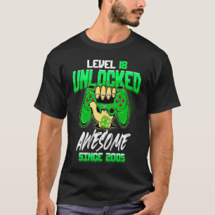 Camiseta 18.º nivel de cumpleaños 18 video desbloqueado imp