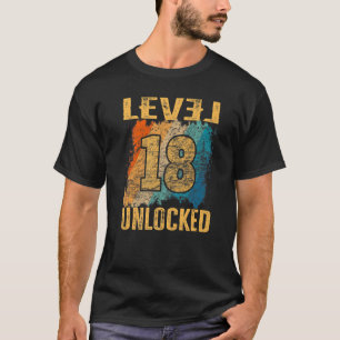Camiseta 18.º nivel de cumpleaños retro vintage desbloquead