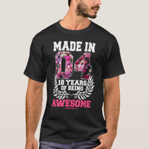 Camiseta 18 Años Chica Adolescente Nacida En 2004 Floral 18