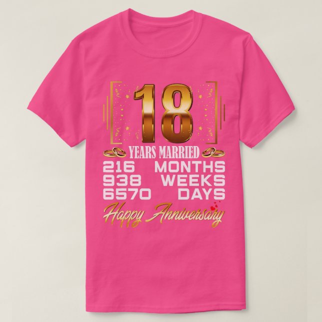 Camiseta 18 años de matrimonio gracioso 18 años de Boda (Diseño del anverso)