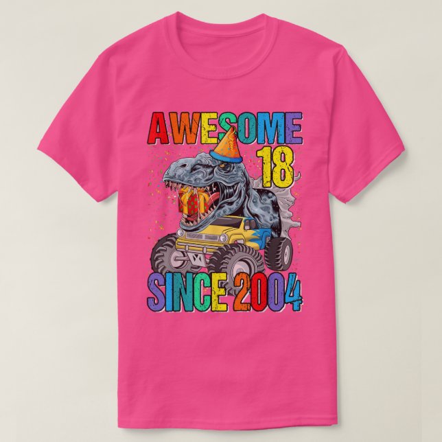 Camiseta 18 Awesome Since 2004 Dinosaur Monster Truck 18th  (Diseño del anverso)