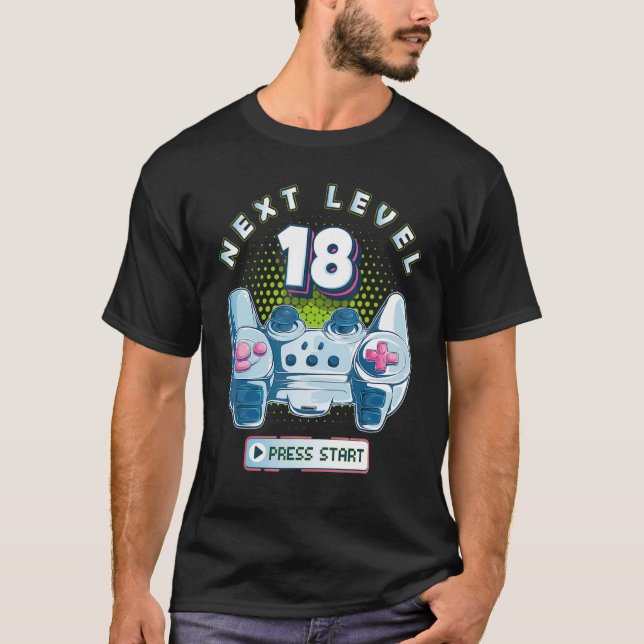 Camiseta 18 Birthday Gamer Next Level 18 Gaming Controller (Anverso)