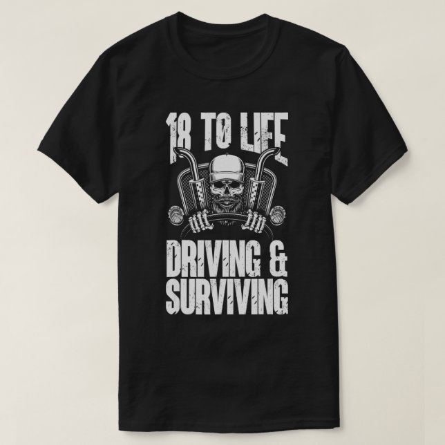 Camiseta 18 Life Trucker Truck Driver Skeleton Driving Surv (Diseño del anverso)