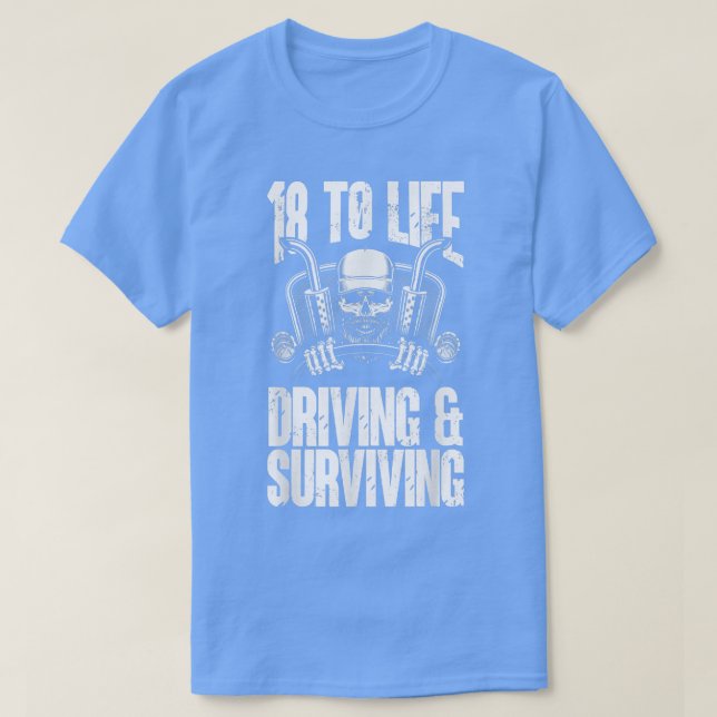Camiseta 18 Life Trucker Truck Driver Skeleton Driving Surv (Diseño del anverso)