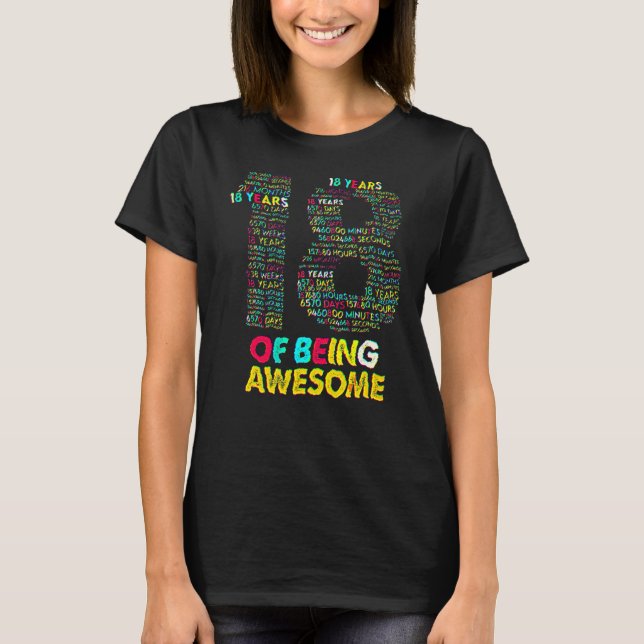 Camiseta 18 Years Of Being Awesome 18 Yr Old 18th Birthday  (Anverso)