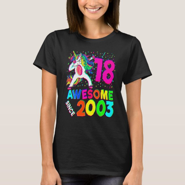Camiseta 18th Birthday Dabbing Unicorn Party  18 Years Old  (Anverso)