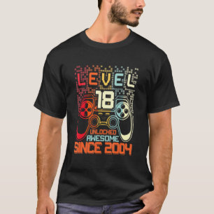 Camiseta 18th Birthday Gamer  18 Year Old  Level 18 Unlocke