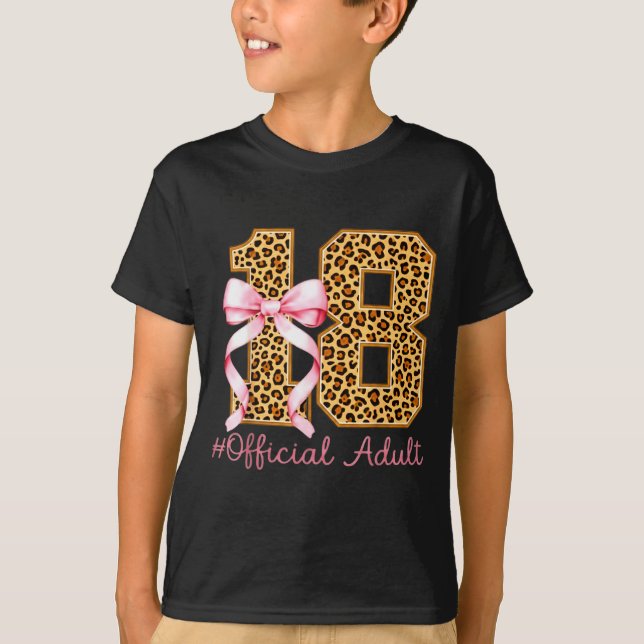 Camiseta 18th Birthday Girl Nk Coquette Bow Leopard 18 Year (Anverso)
