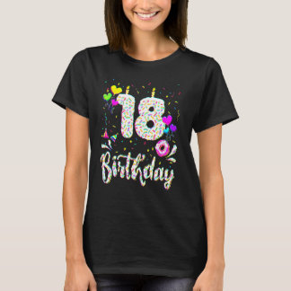 Camiseta 18th Birthday Girl Tee 18 Years Old Bday Doughnut