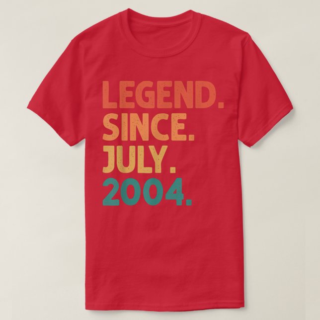 Camiseta 18th Birthday Legend Since July 2004 18 Years Old  (Diseño del anverso)