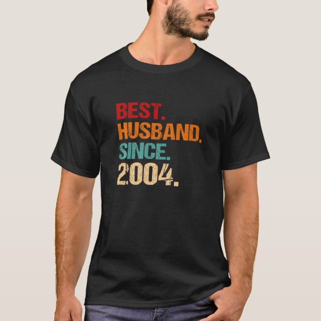 Camiseta 18th Wedding Anniversary Best Husband Since 2004 F (Anverso)