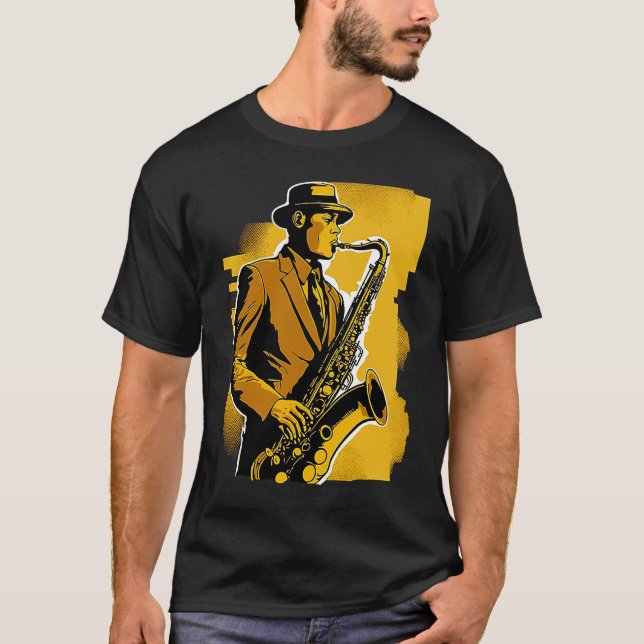 Camiseta 1920s Deco Era Jazz Musician Saxophone Player (Anverso)