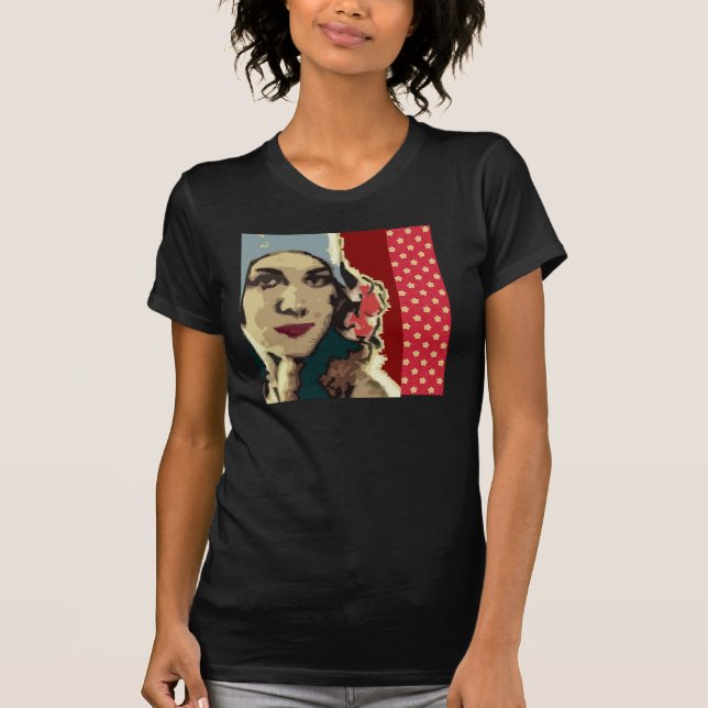 Camiseta 1920s Lady in a Blue Hat Pop Art (Anverso)