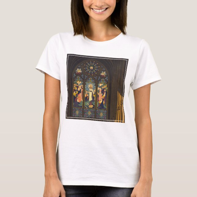 Camiseta 1923 Poster De Una Iglesia Con Ventanilla De Vidri (Anverso)