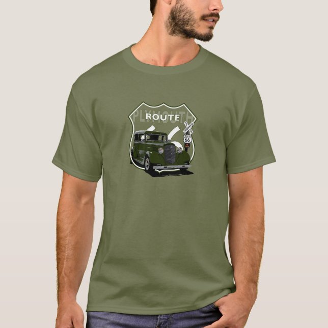 Camiseta 1934 Plymouth.
Hotrod verde. Chrysler Mopar. EE.U (Anverso)