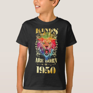 Camiseta 1950 Cumpleaños Rey Corona León Cita de Cumpleaños