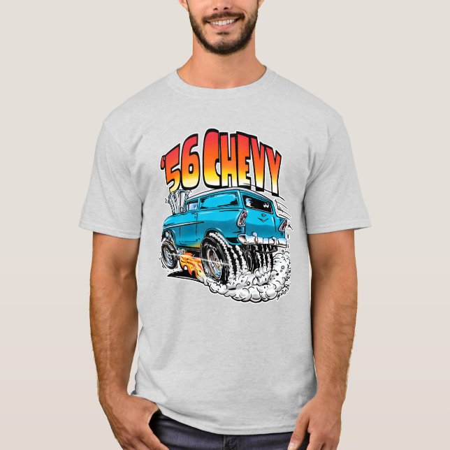 Camiseta 1956 Chevy Monstruoso Hot Rod (Anverso)