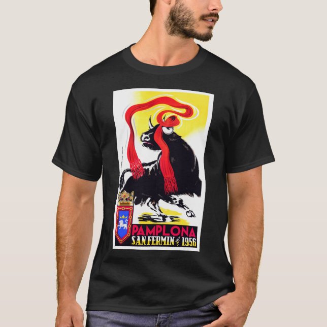 Camiseta 1956 Pamplona España Correr del Poster de Bulls Cl (Anverso)