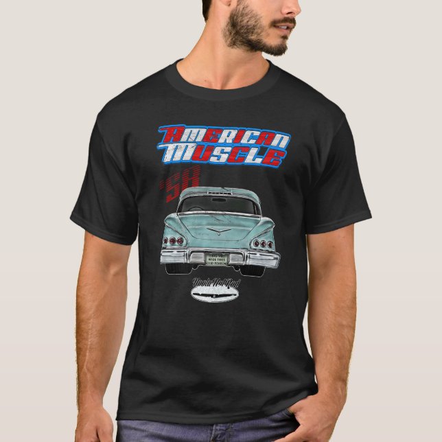 Camiseta 1958 Impala Bel Air Belair Delray Tailfins Rockabi (Anverso)