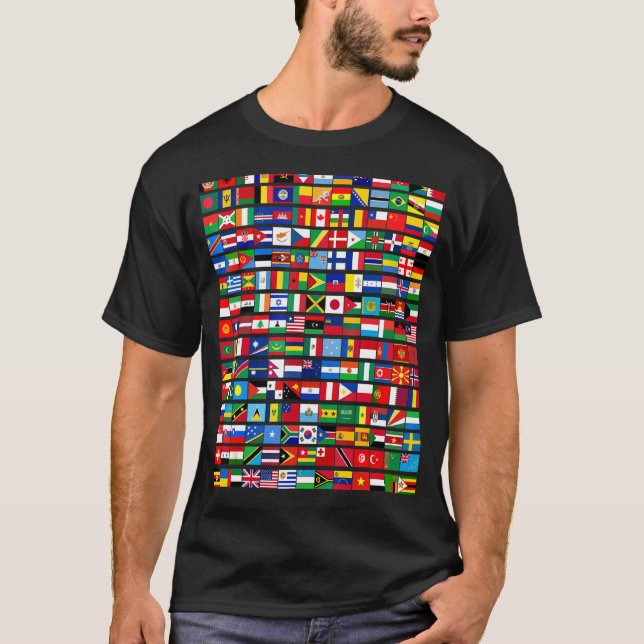 Camiseta 195 Banderas De Todos Los Países En La Internacion (Anverso)